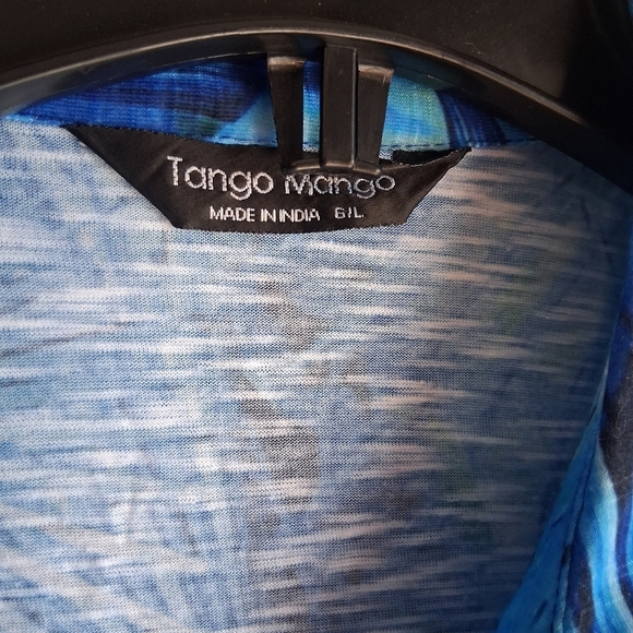 Blue Vacation Resort Tropical Button Up 3/4 Sleeves Large Tango Mango (6) Casual - Picture 2 of 5
